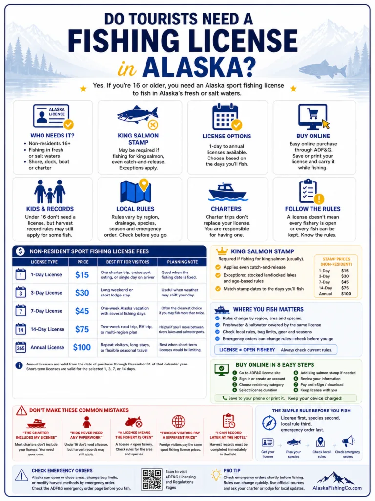 Tourists planning to fish in Alaska should know if they need a fishing license for an enjoyable experience in the state.