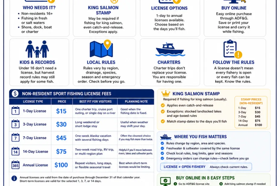 Tourists planning to fish in Alaska should know if they need a fishing license for an enjoyable experience in the state.