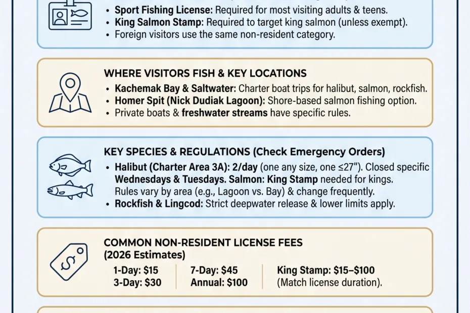 Homer Alaska fishing attracts visitors looking for a memorable fishing experience in stunning coastal scenery.