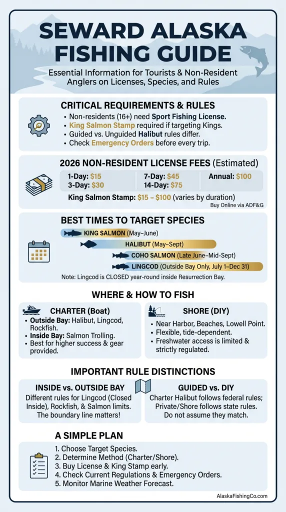 Seward Alaska fishing guide showcasing popular spots and tips for anglers looking to catch local fish varieties.