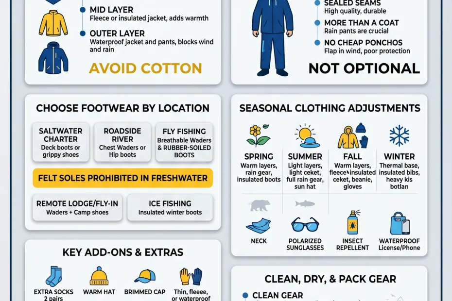 What to wear fishing in Alaska: essential clothing choices for staying warm, dry, and comfortable during outdoor fishing adventures.