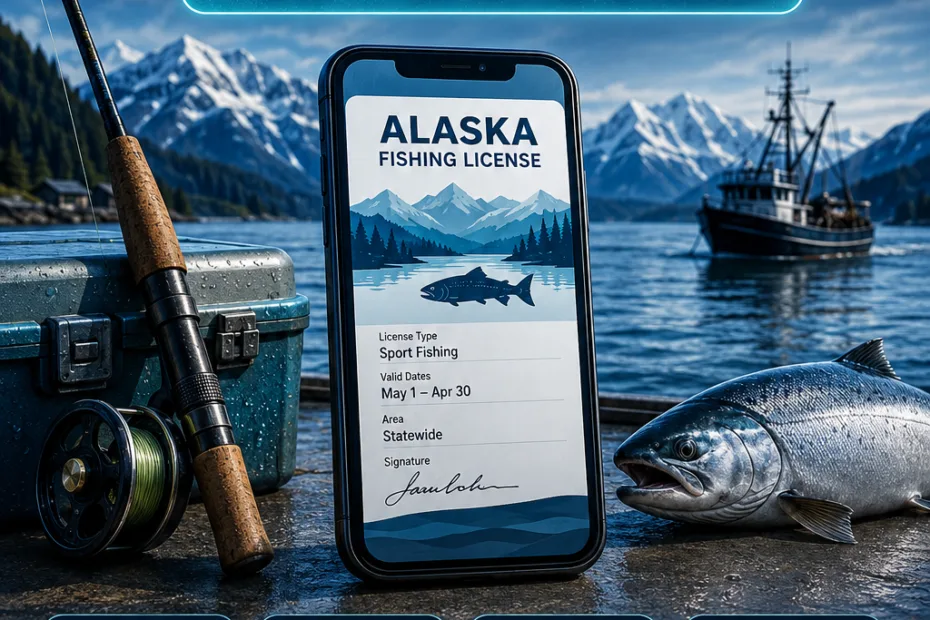 Alaska fishing license displayed on a phone screen for easy access while fishing in Alaska.