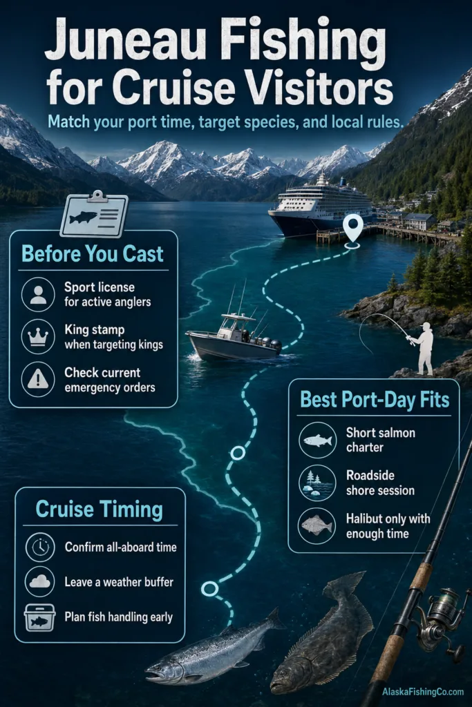 Juneau Alaska fishing offers cruise visitors great outdoor adventures and scenic views for a memorable experience.