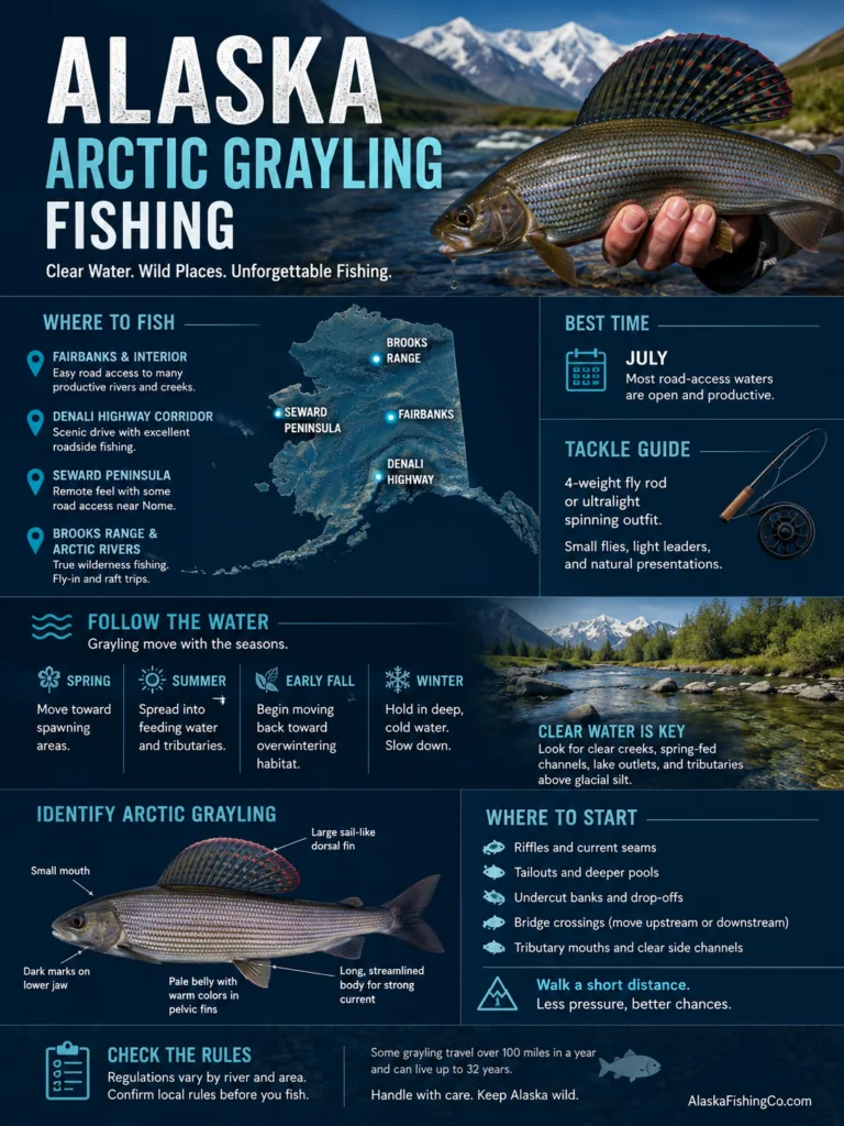Alaska Arctic Grayling fishing tips and best spots for catching this popular fish in the wild.